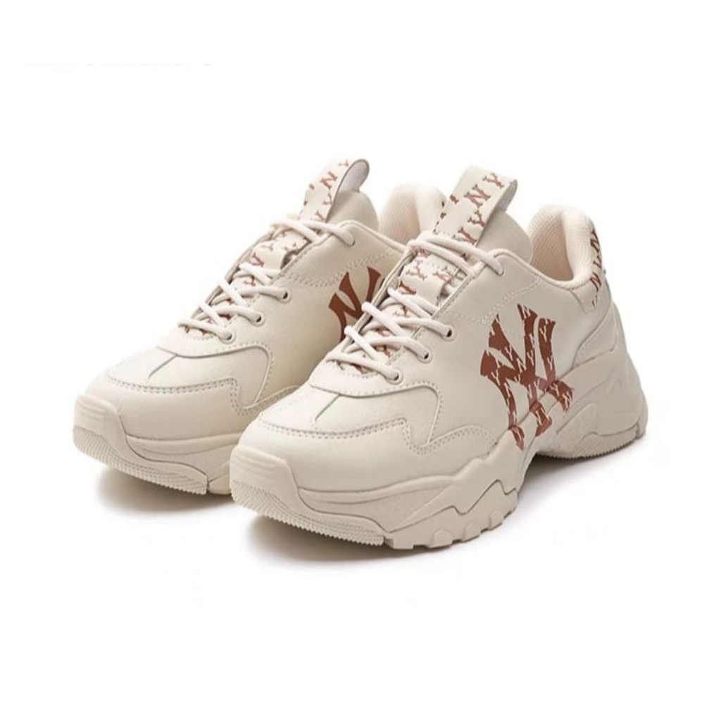 Sepatu MLB Bigball Chunky NY Yankees Classis Beige / MLB Original