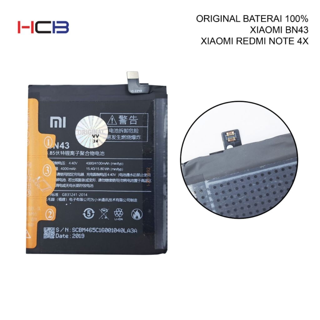ORIGINAL BATERAI 100% XIAOMI BN43/BATERAI XIAOMI REDMI NOTE 4X