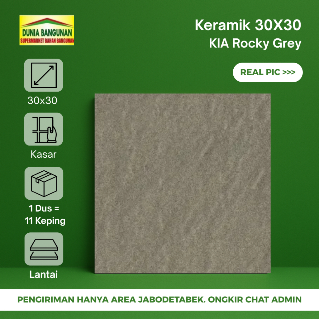 Keramik 30x30 Lantai Kasar KIA Rocky Grey KW1 Keramik Lantai Kasar Abu Keramik Kamar Mandi