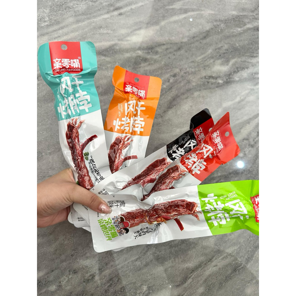 Qinlingzui Duck Neck snack cemilan leher bebek siap saji