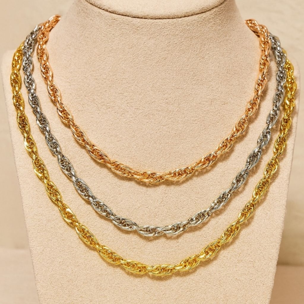 xuping88 kalung,gelang ulir sultan mewah emas titanium bronze