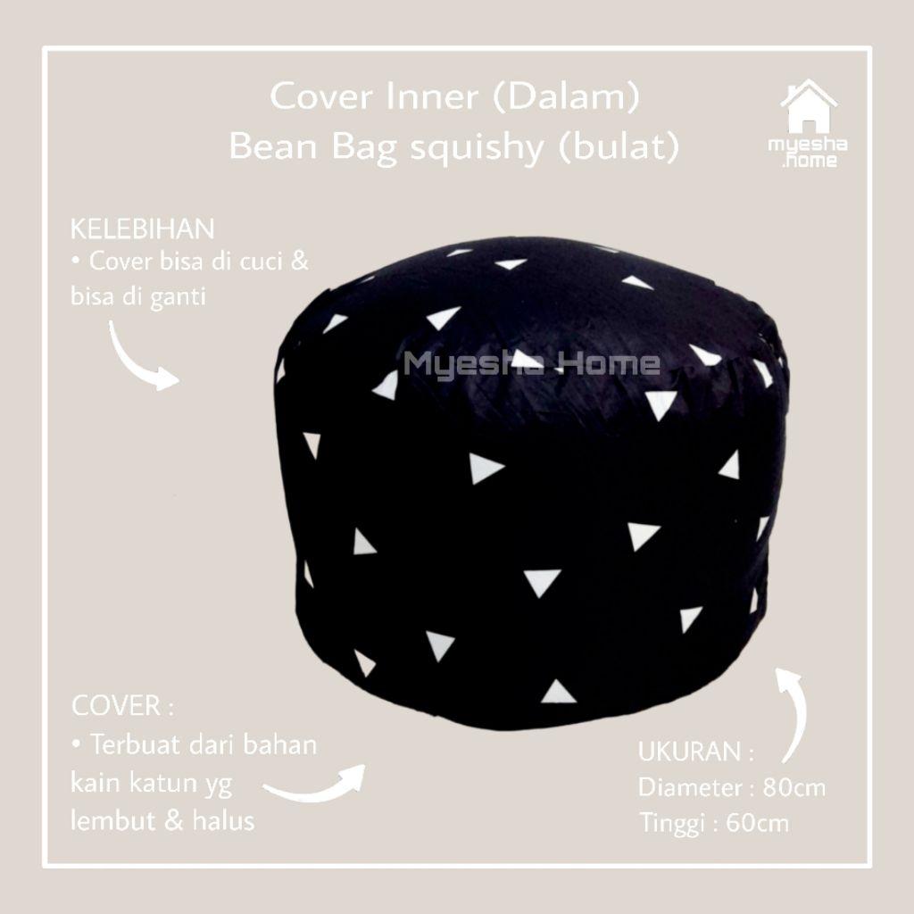 Cover Sofa Bean Bag Squishy / Sarung Sofa Bean Bag Bulat CBS40