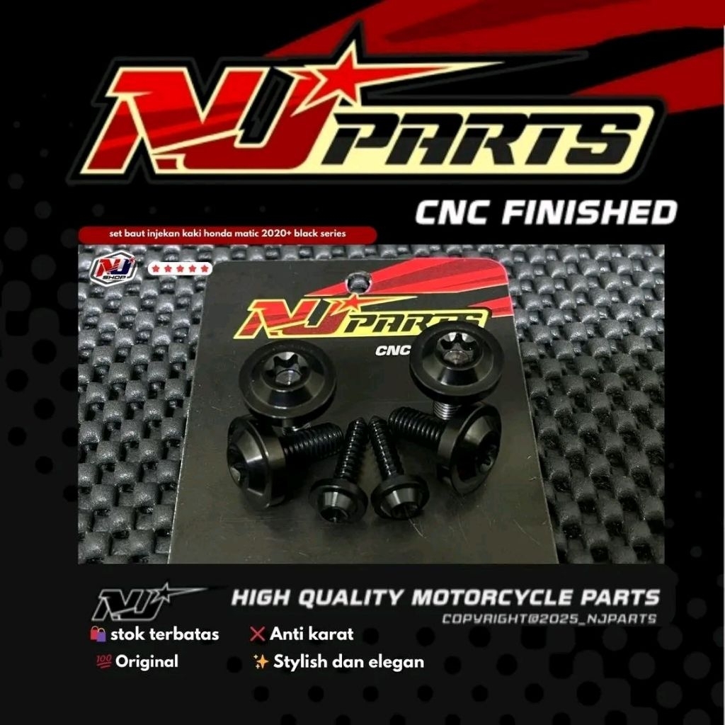 set baut injekan motor honda matic 2020+ isi 6 baut titanium black series original titanium