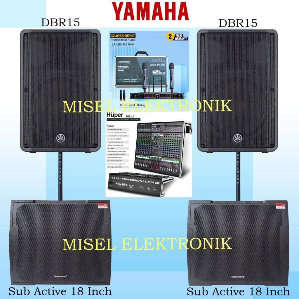 Paket Soundsytem Outdoor Speaker Aktif 15 Inch Yamaha DBR15 Subwoofer Aktif 18 Inc Dusenberg