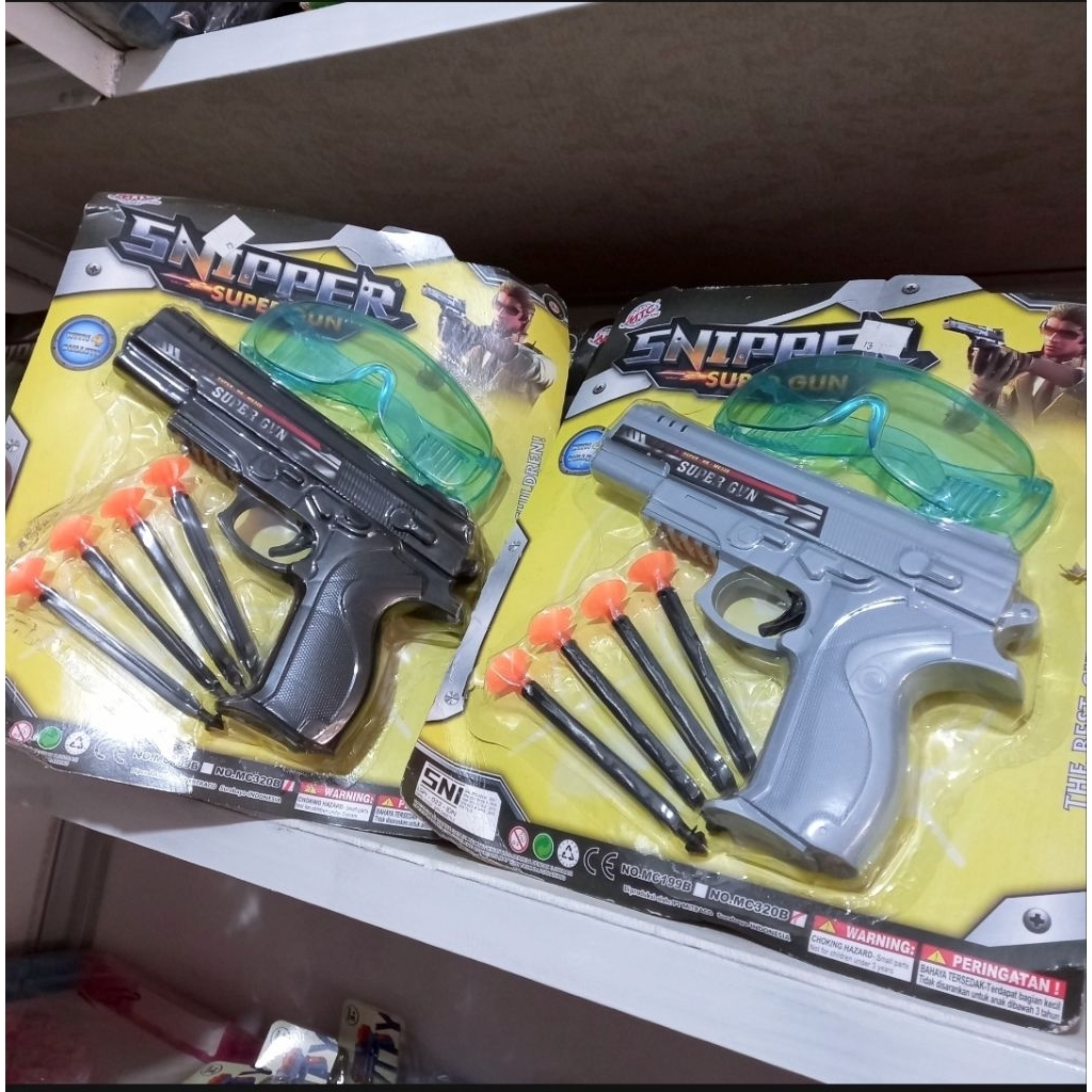 Mainan Pistol Sniper Super Gun dengan Kacamata & Peluru Hisap
