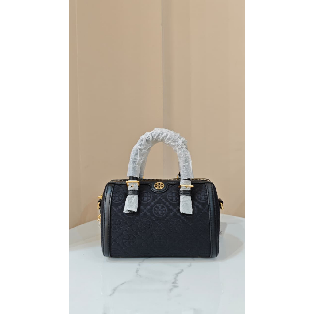 Tas Tory Burch T Monogram Petite Barrel Bag Black New