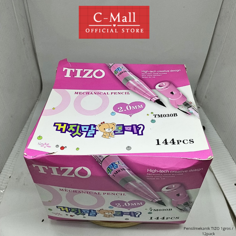 C-MALL Pensil Mekanik Tizo 2.0 mm / Mekanik Pensil Tizo TM030B / 1 Gros = 12 Pack