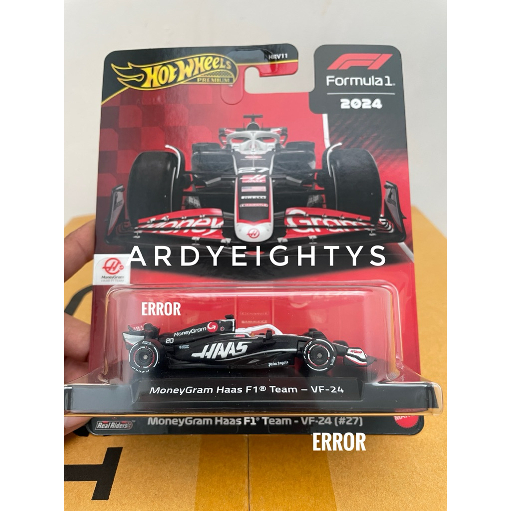 Hot Wheels Formula 1 Premium Error F1 MoneyGram Haas 27 20 Card Error