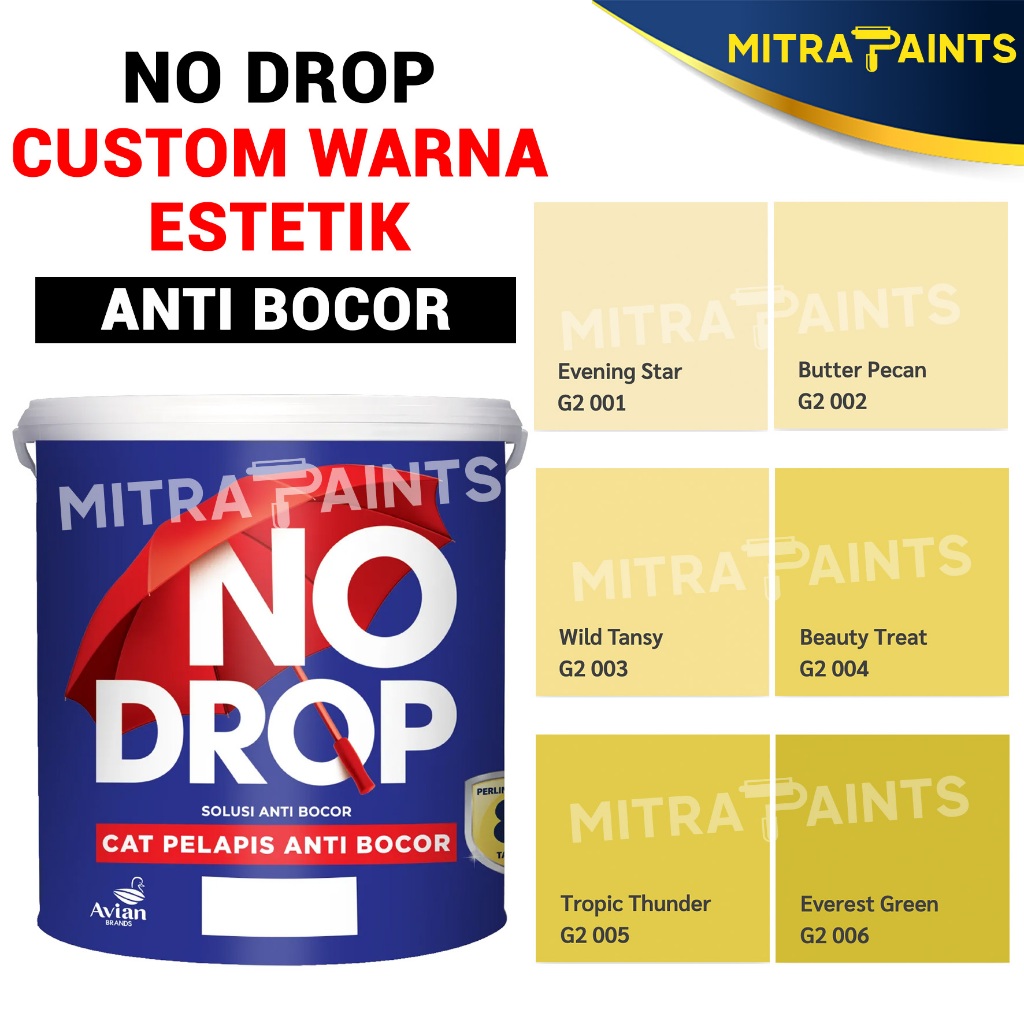 CAT WATERPROOF NO DROP ANTI BOCOR 4 KG / CUSTOM WARNA TINTING CREAM OLIVE KUNING LIME
