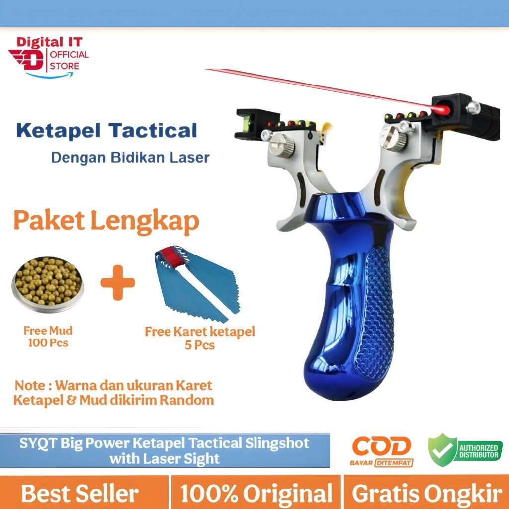 Ketapel Slingshot Burung Ikan Paket Lengkap Free Karet & Mud Peluru Tactical Big Power dengan Laser 