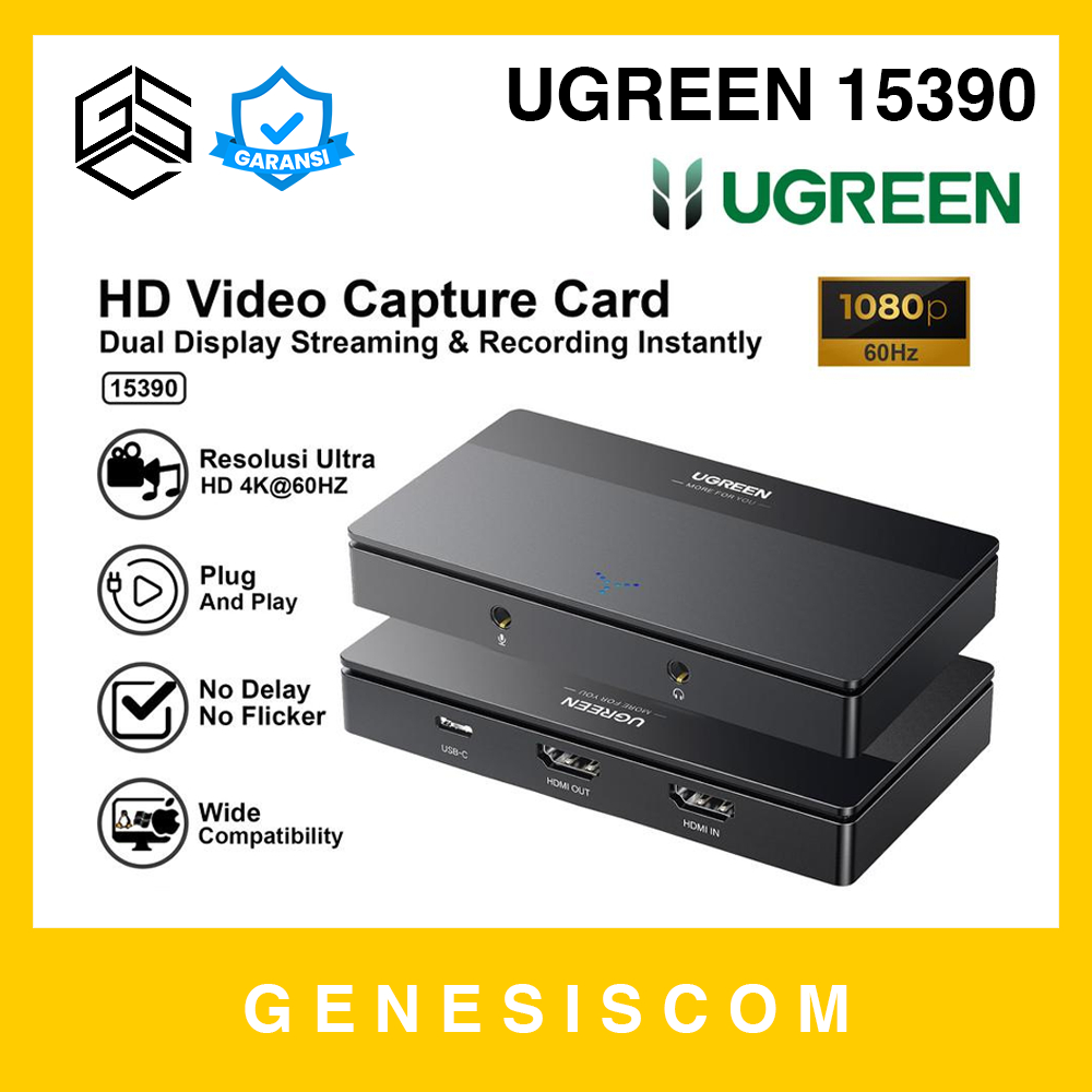HDMI Video Capture Card - UGREEN 15390 - USB Type C 4K UHD Ultra HD Box Live Streaming Record Camera