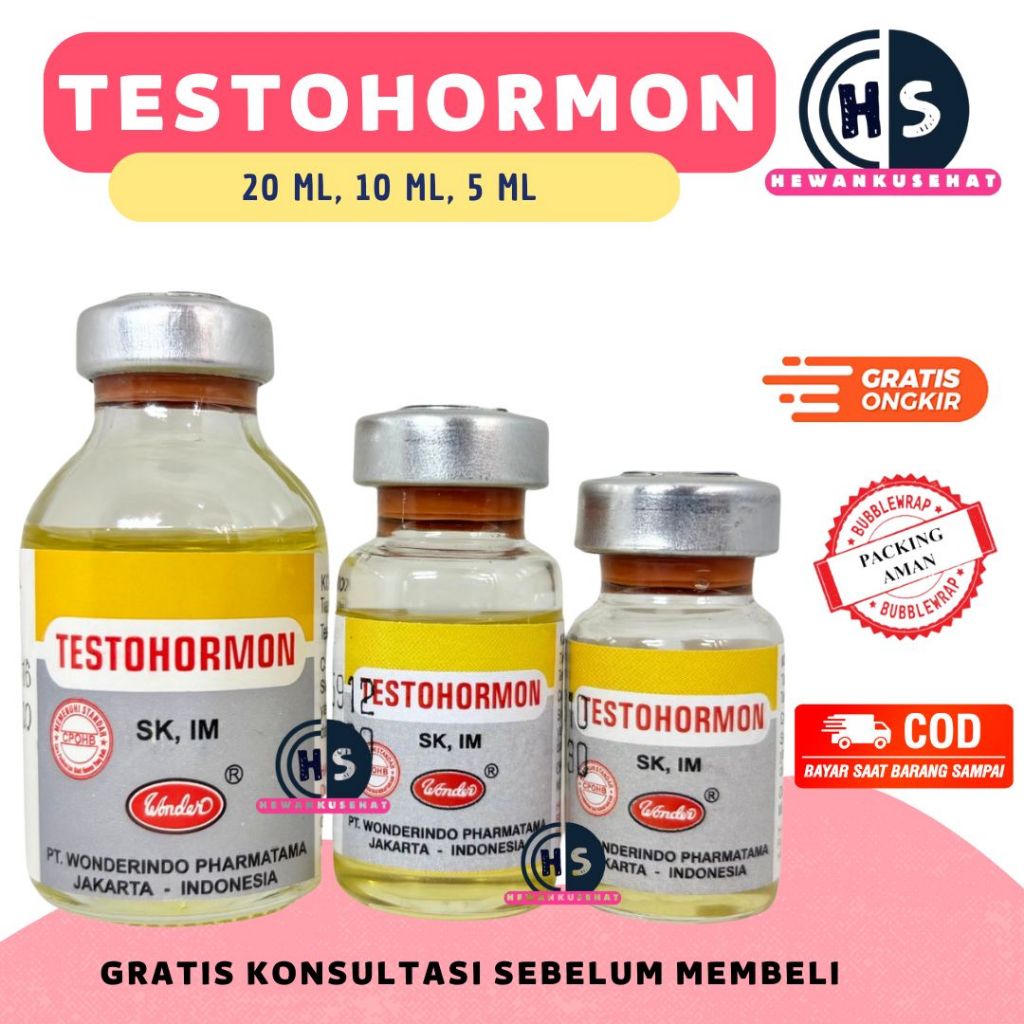 TESTOHORMON 20 ml, 10 ml, 5 ml -  Wonder Mengatasi Gangguan Reproduksi Hewan