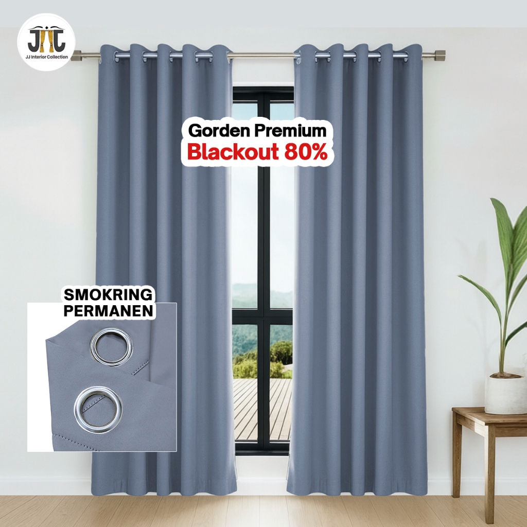 Gorden jendela blackout 80% horden pintu hordeng tebal pendek tirai polos minimalis Loft Collections