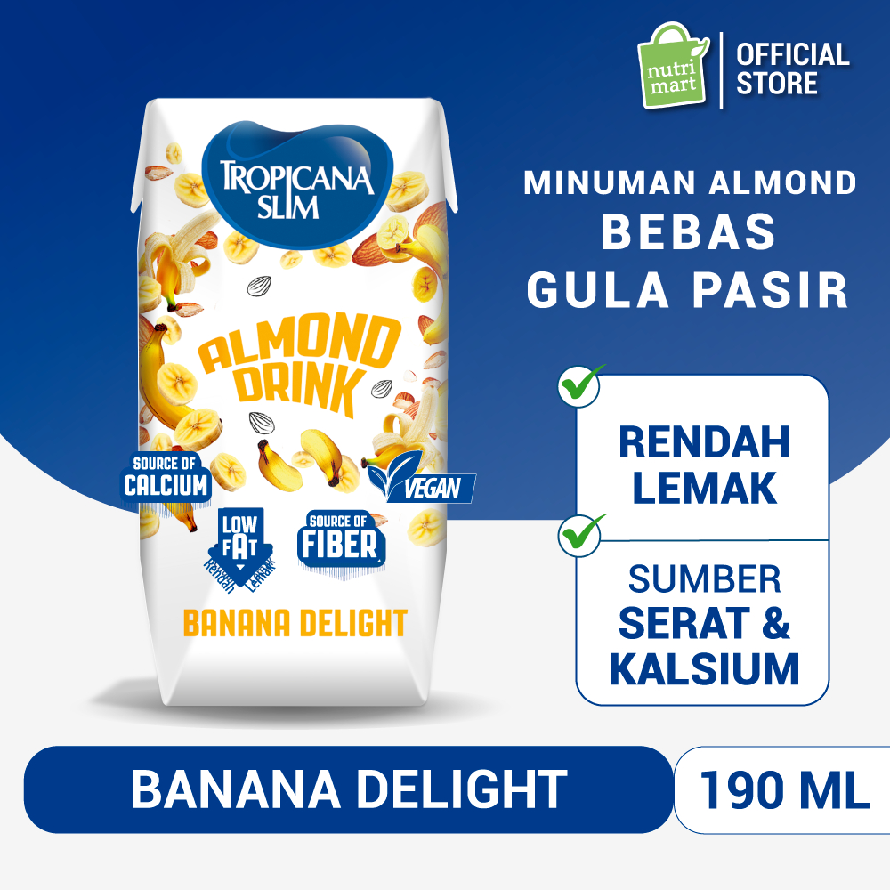 1 Pack - Tropicana Slim Almond Drink Banana Delight 190ml - 1 pcs - Near Expired