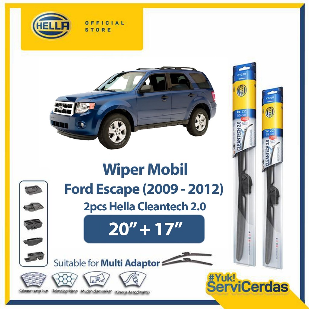 Wiper Mobil FORD Escape 2009 - 2012 20" + 17" (2pcs) - HELLA Cleantech 2.0