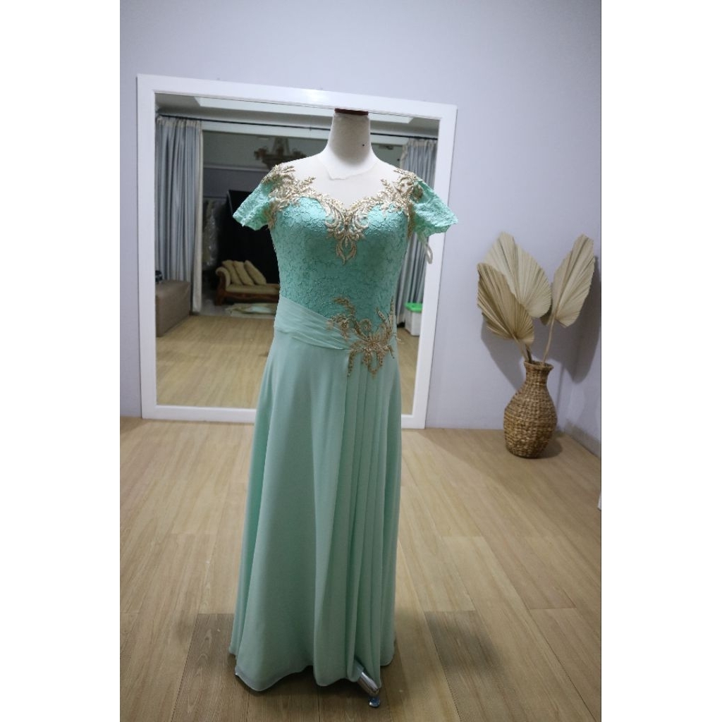 gaun pesta hijau tosca preloved bandung