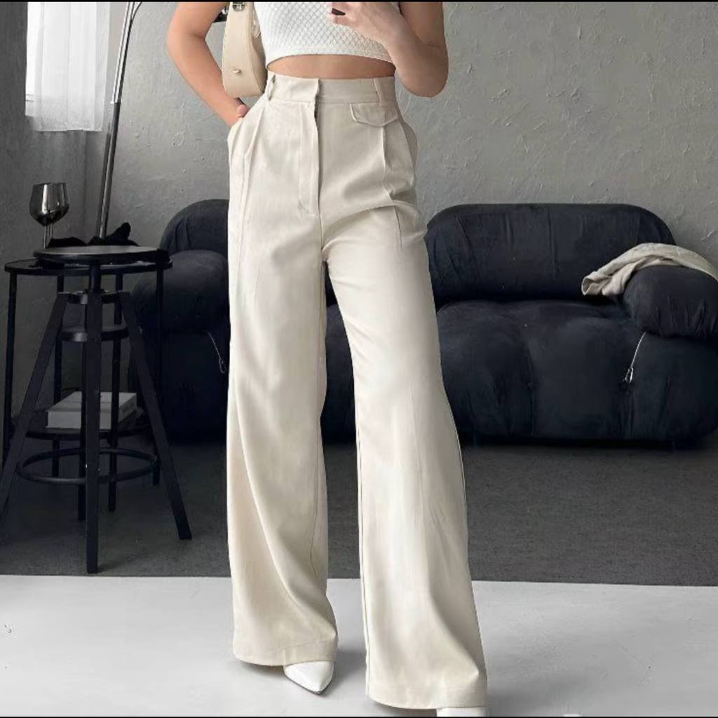 ORO Women's Pants | Highwaist Premium | Celana Semiwool | Korean Pants
