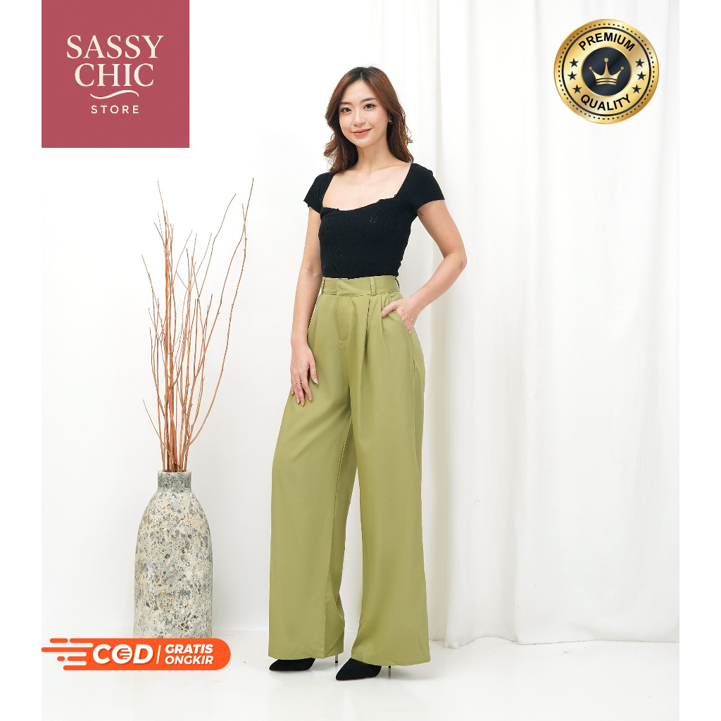 BIG SALE!!! - Celana Panjang Kain Kulot High Waist Wanita - Celana Panjang Kain Korean Style Highwai