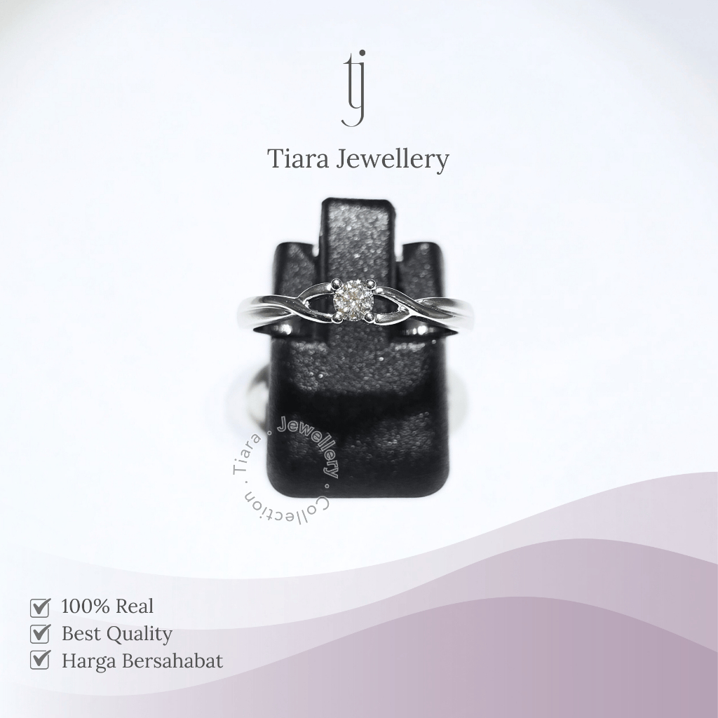 Tiara Jewellery - Simple Everyday Dainty Twist Women Diamond Ring 18K White Gold [WF14] / Cincin Fas