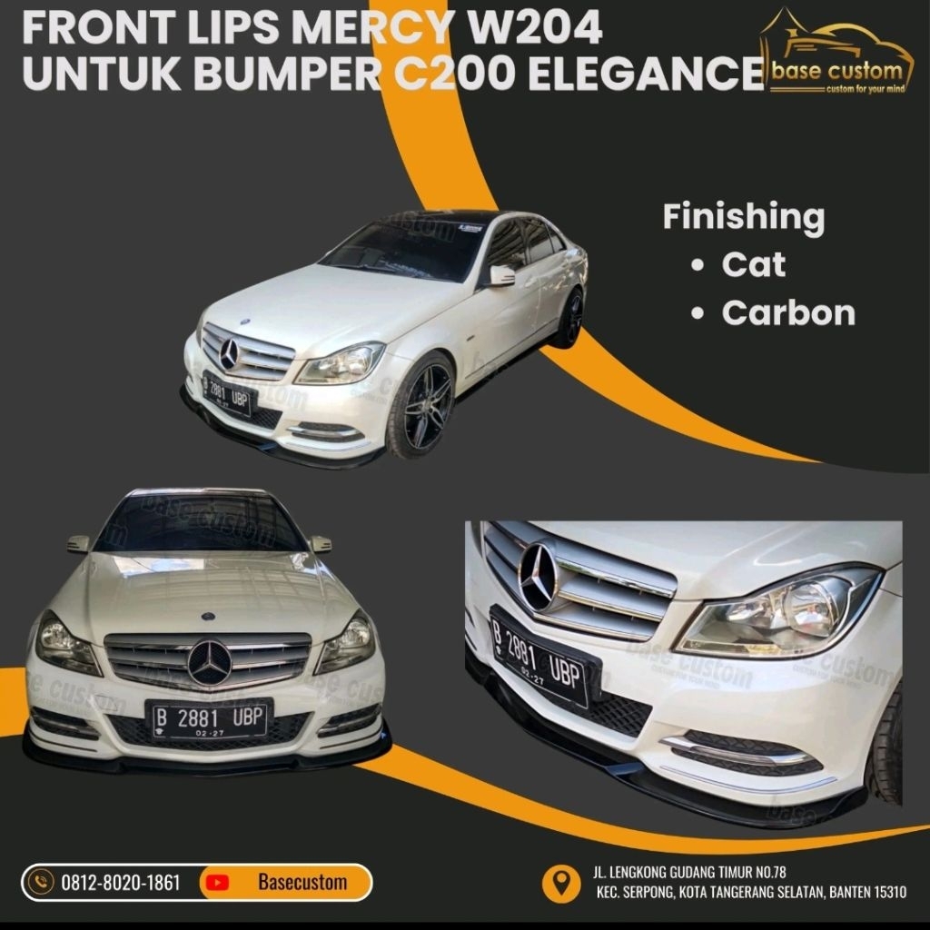 Front Lip/ Lips Depan Mercy W204/ Mercy W-204 untuk bumper C200 elegance - FINISH CAT