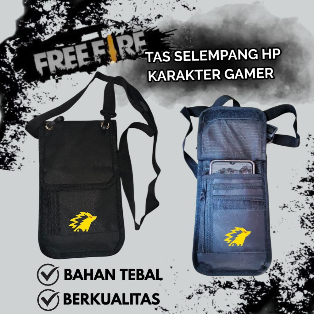 TAS SELEMPANG GAMING KARAKTER EVOS RRQ AURA ROG ONIC PUBG FREE FIRE ML AP KING ANDRA