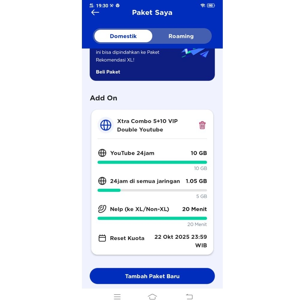 Paket KuotaXL Xtra Combo Video Double Youtube