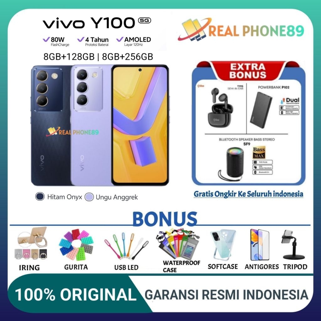 VIVO Y100 5G RAM 8/128GB NFC | VIVO Y 100 RAM 8/256GB NFC GARANSI RESMI VIVO INDONESIA