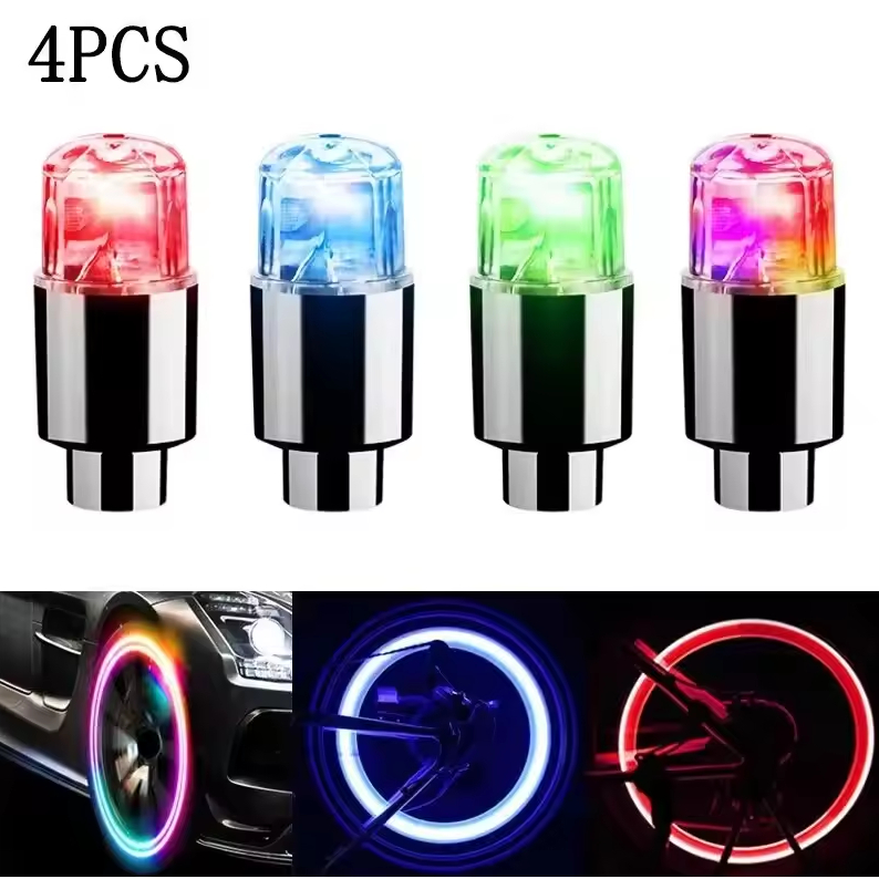 4Pcs Tutup Pentil LED Ban Lampu Tutup PentilLampu Tyre Light Waterproof Hias BanMobil Sepeda Motor L