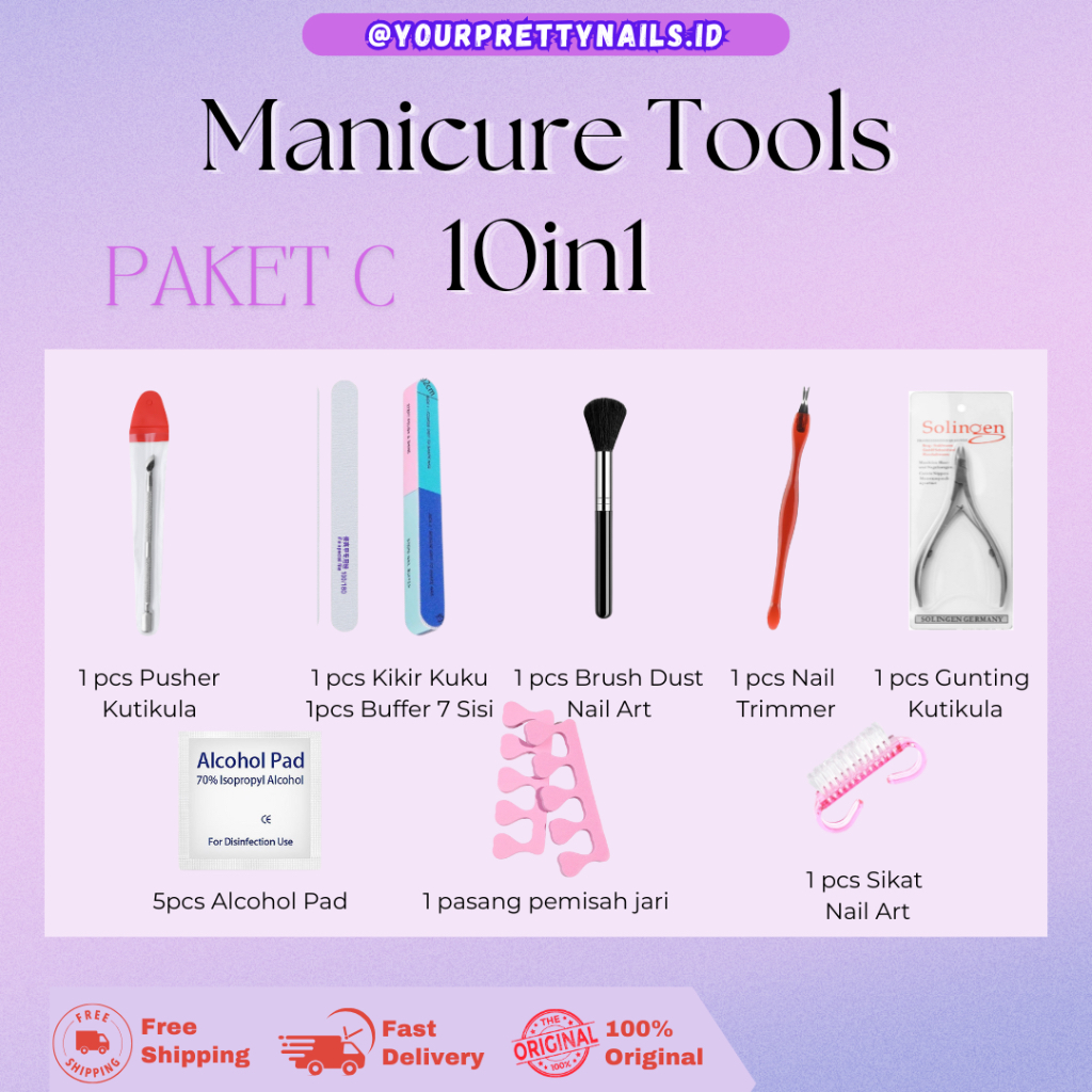 PAKET C MANICURE PLUS LENGKAP 11 IN 1 / PAKET NAIL ART COMPLETE MANICURE / MANICURE PACKAGE / GUNTIN