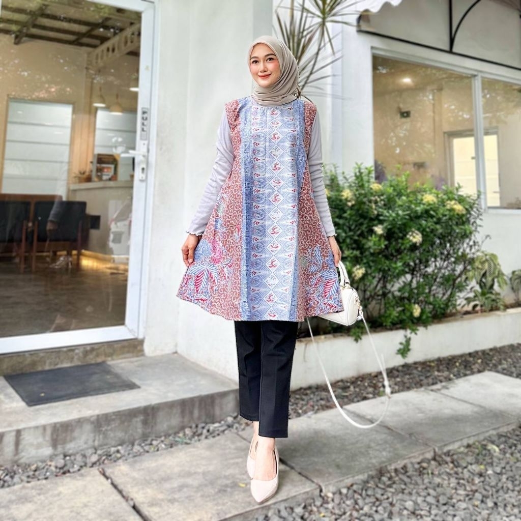 vest batik rompi batik gunungan atasan wanita tanpa lengan