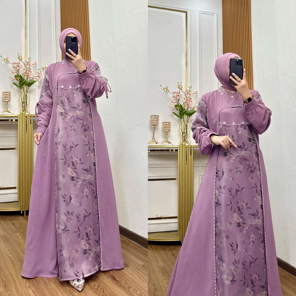 GAMIS PESTA ORGANZA MIX CERUTI / GAMIS ORGANZA PAYET TERBARU / GAMIS ORGANZA MEWAH