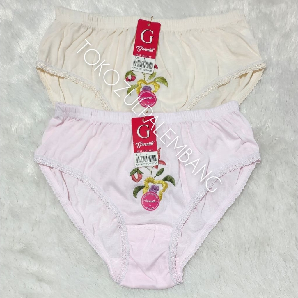 [1/3 Pcs] CD GWENITH BORDIR Bahan Katun Adem Celana Dalam Wanita Dewasa size L-4L