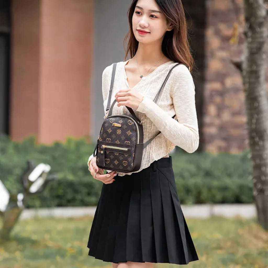 Tas Ransel Mini Wanita Motif Bunga Korean Style/Ransel Sekolah/ Ransel Wanita Korea/ Ransel Mini