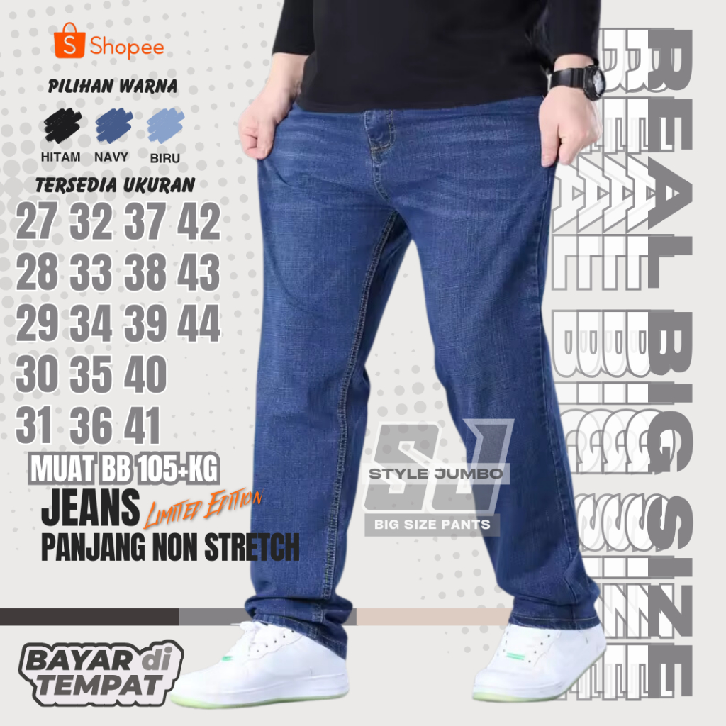 S.VALO Original - Celana Jeans Pria Super Jumbo Melar Termurah terlaris terpopuler Ukuran 52 54 56 5