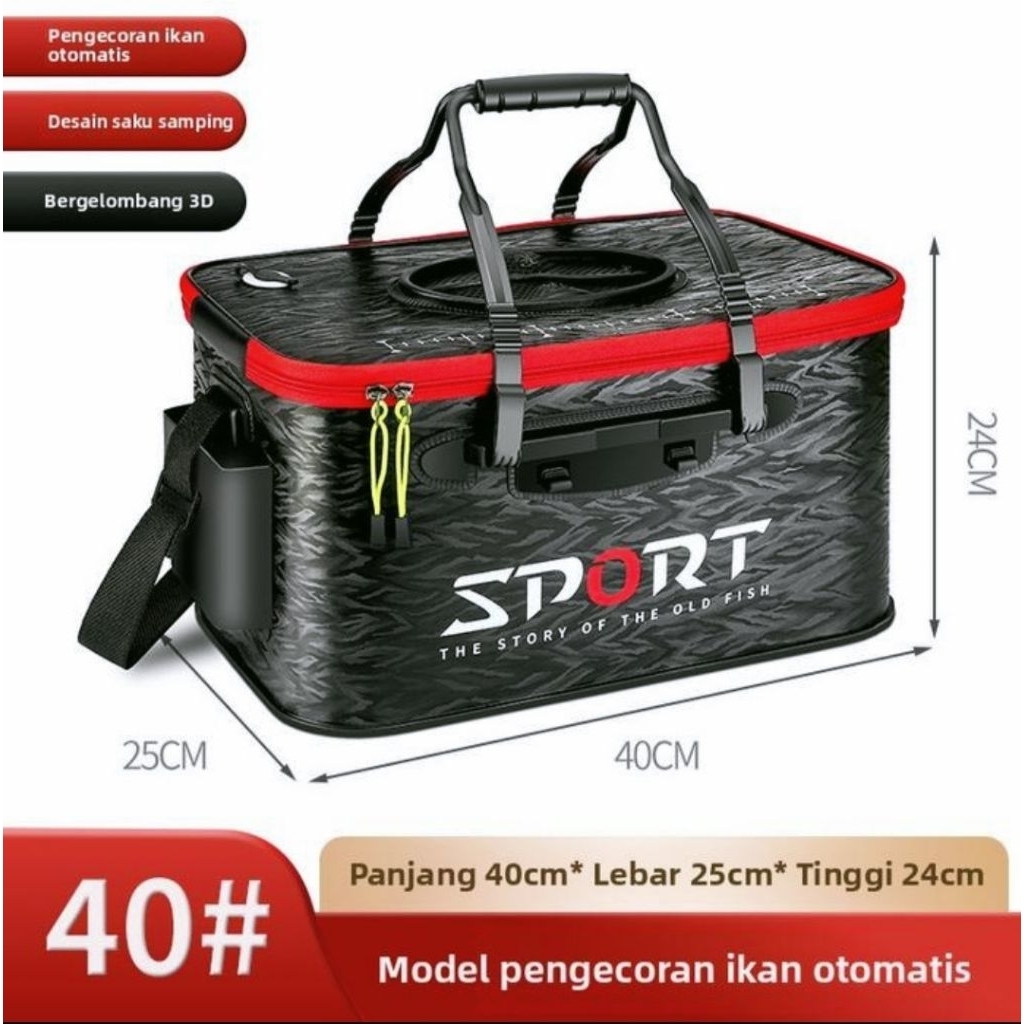 Ember ikan Lipat Tebal Pola 3D Ember Ikan Pelempar Hidup Otomatis Ember Pancing Lipat EVA Keranjang 