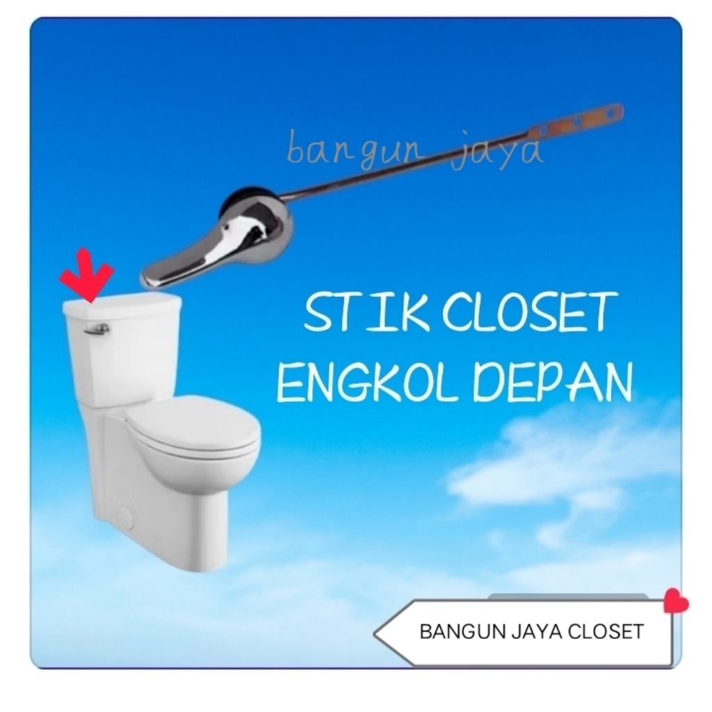 Engkol depan Closet duduk /Tuas flush toilet/Handle siram chrom Closet