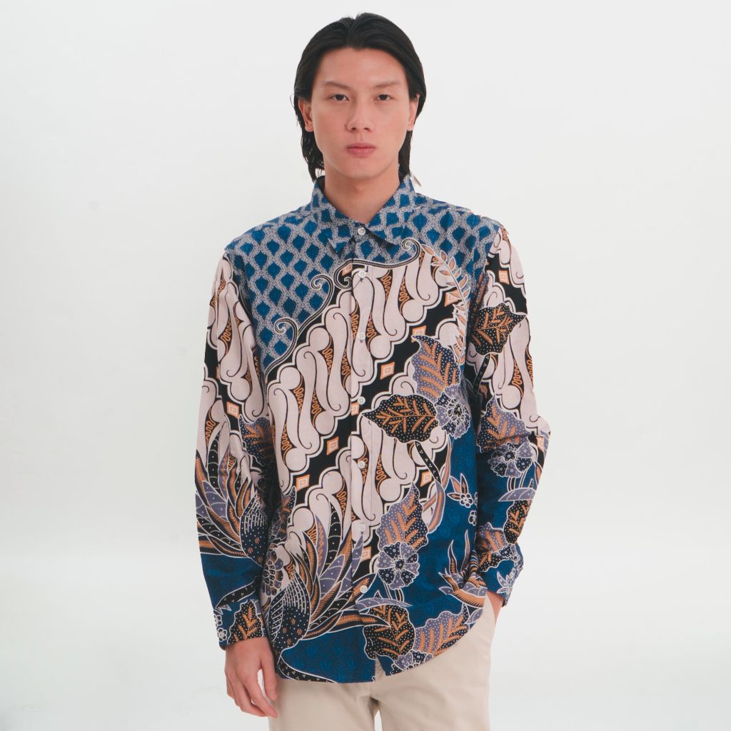 M231 Kemeja Pria Batik Panjang Biru 1090