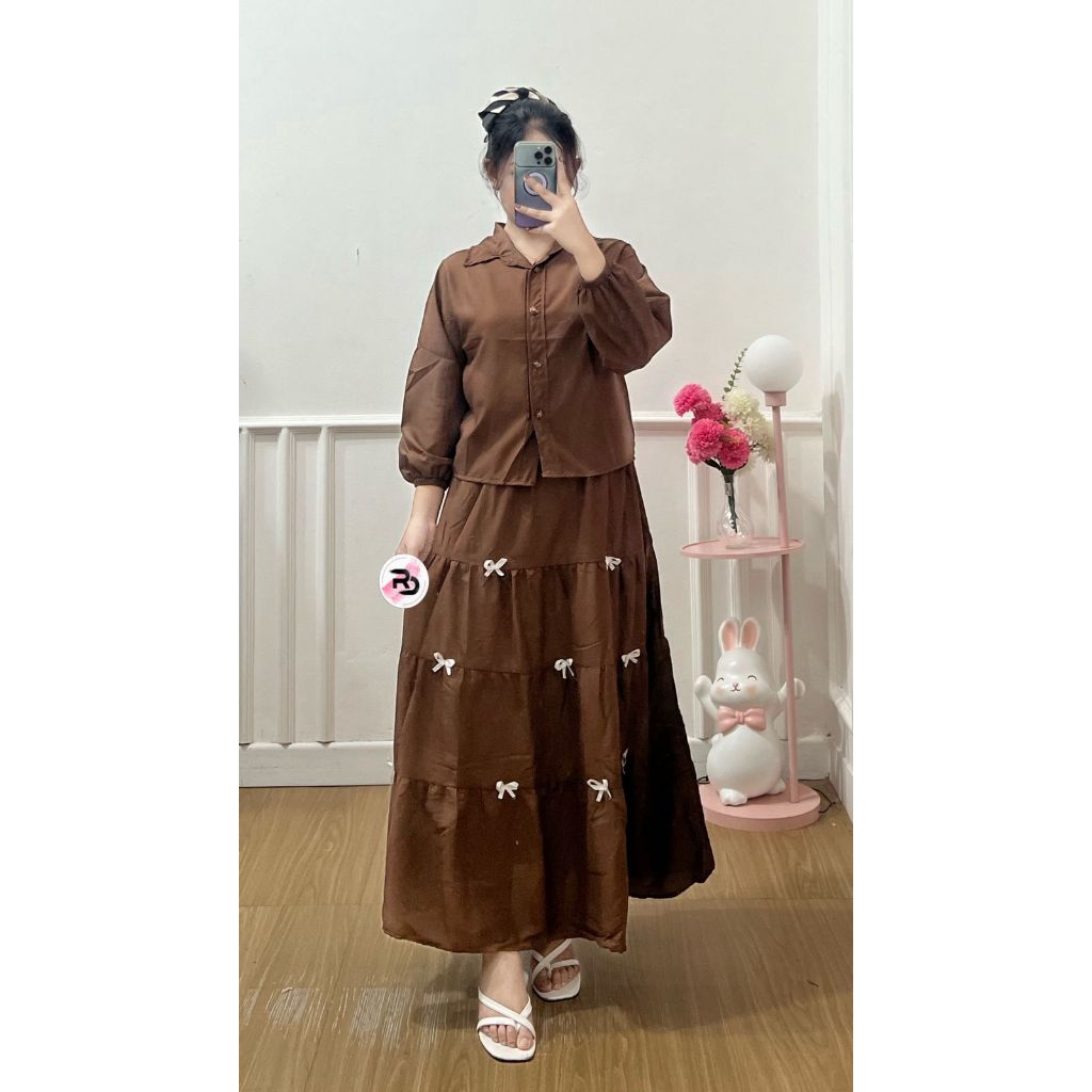 RD FASHION - ONE SET ZEFA / SETELAN KEMEJA + ROK WANITA