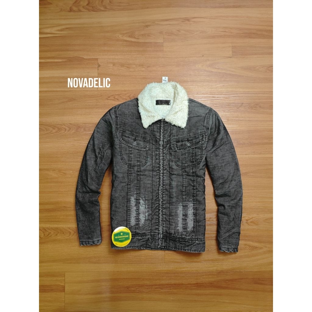 Novadelic Casual denim corduroy trucker sherpa jacket