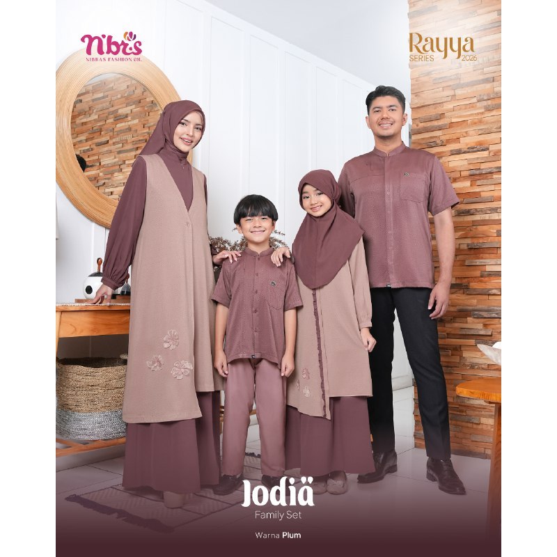 SERAGAM BUSANA MUSLIM LEBARAN KELUARGA GAMIS INNER OUTER TERBARU DIARAYYAKU 2026 JODIA PLUM BY NIBRA