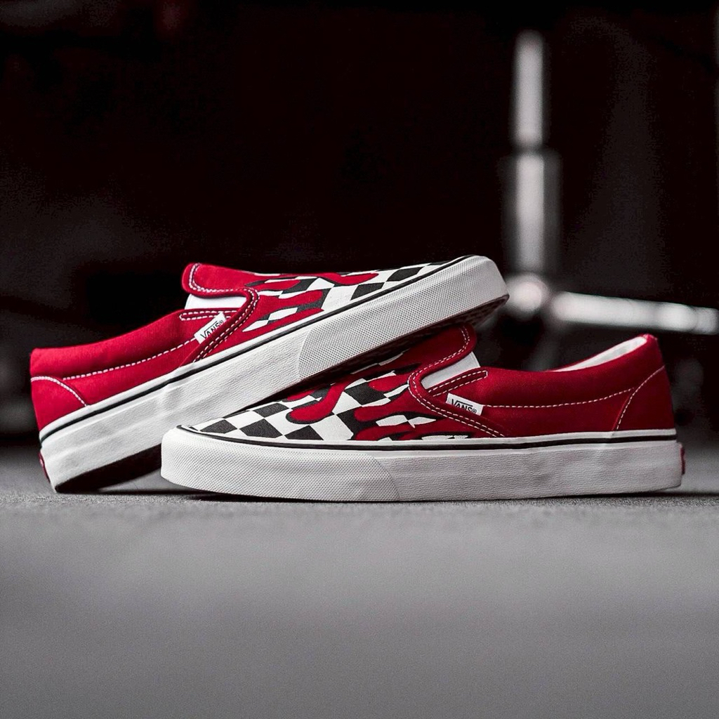 Vans Slip On Checkerboard Flame Red