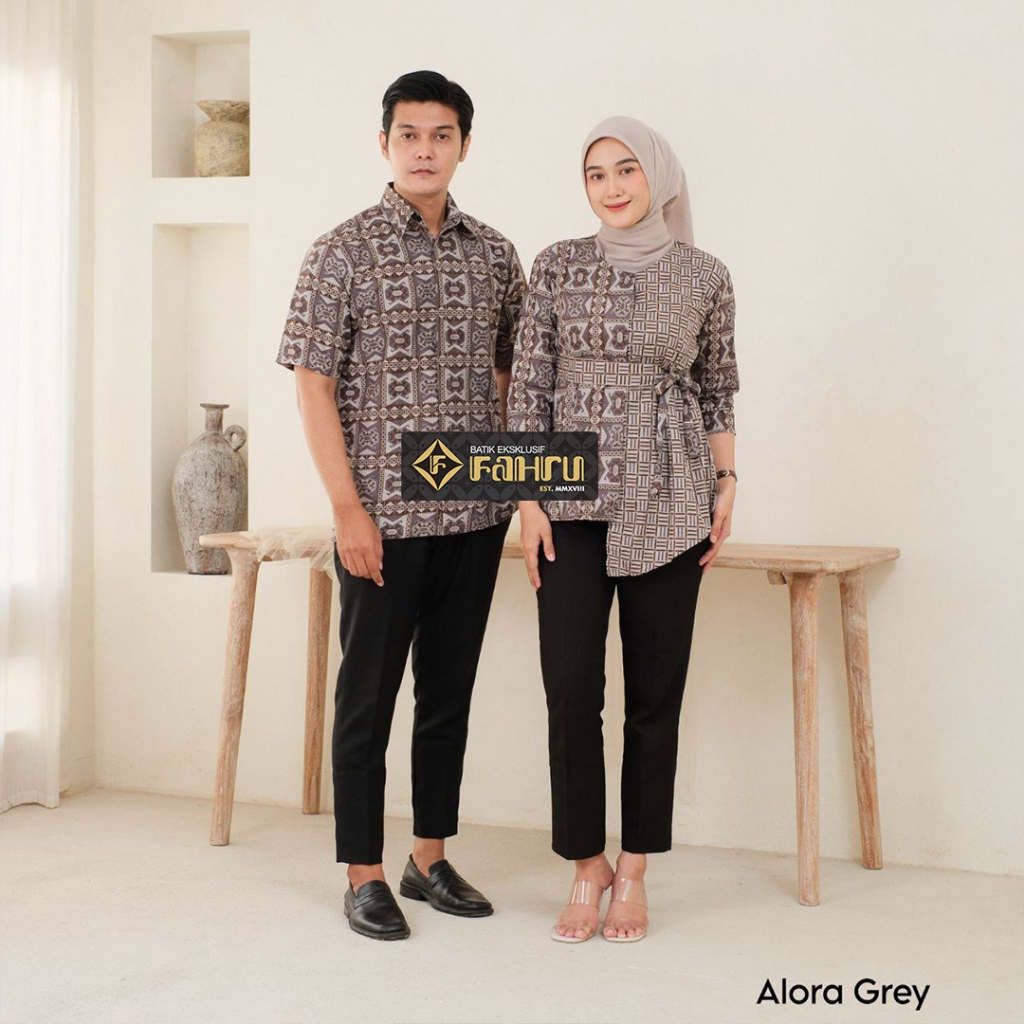 FAHRUBATIK - KOMBINASI Motif -  Batik Model Blus Tali Kombinasi Hem  - Batik Nyaman Pria Wanita Coup