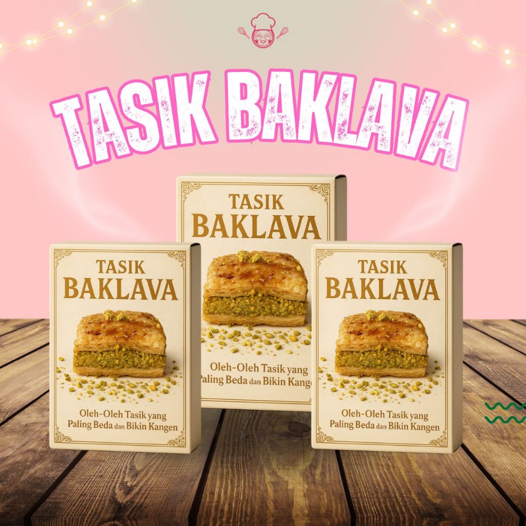 (isi Tasik Baklava Paket 3 Pcs Kue Kering Manis dengan Kacang Pistachio dan Adonan Kunafa 60 Gram Ta