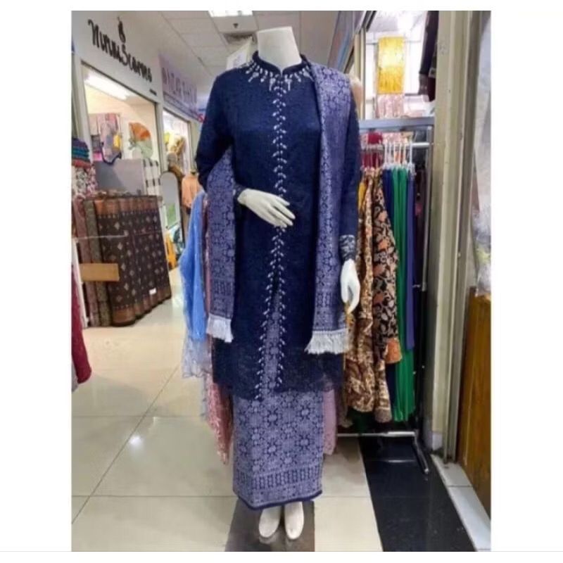 Setelan Kebaya Ibu Hajat/Kebaya Long Tunik Plus selendang Songket /Kebaya Pesta JUMBO /kebaya wisuda