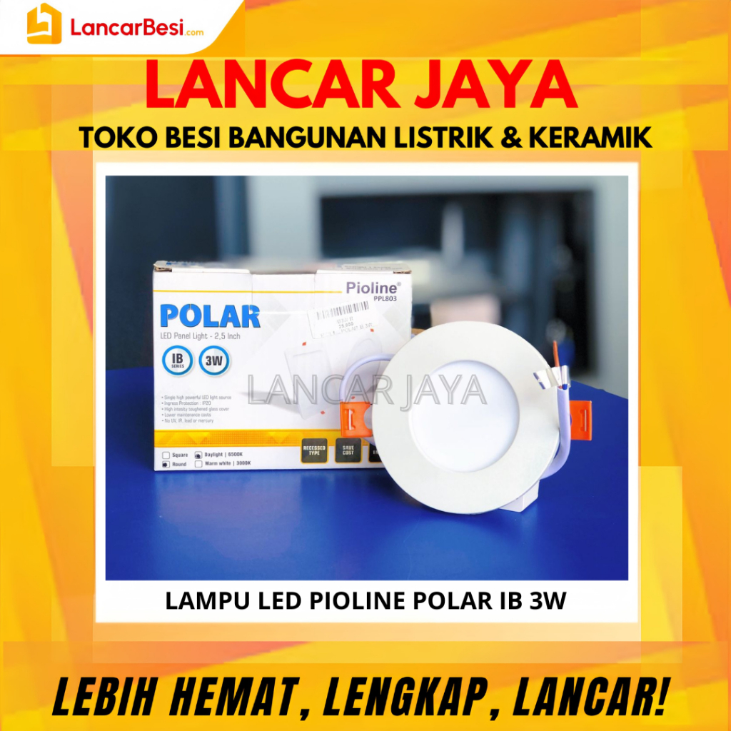 Lampu LED Panel Light Pioline Polar IB 3W Square/Round PPL803 | Lampu Led Tanam 3Watt