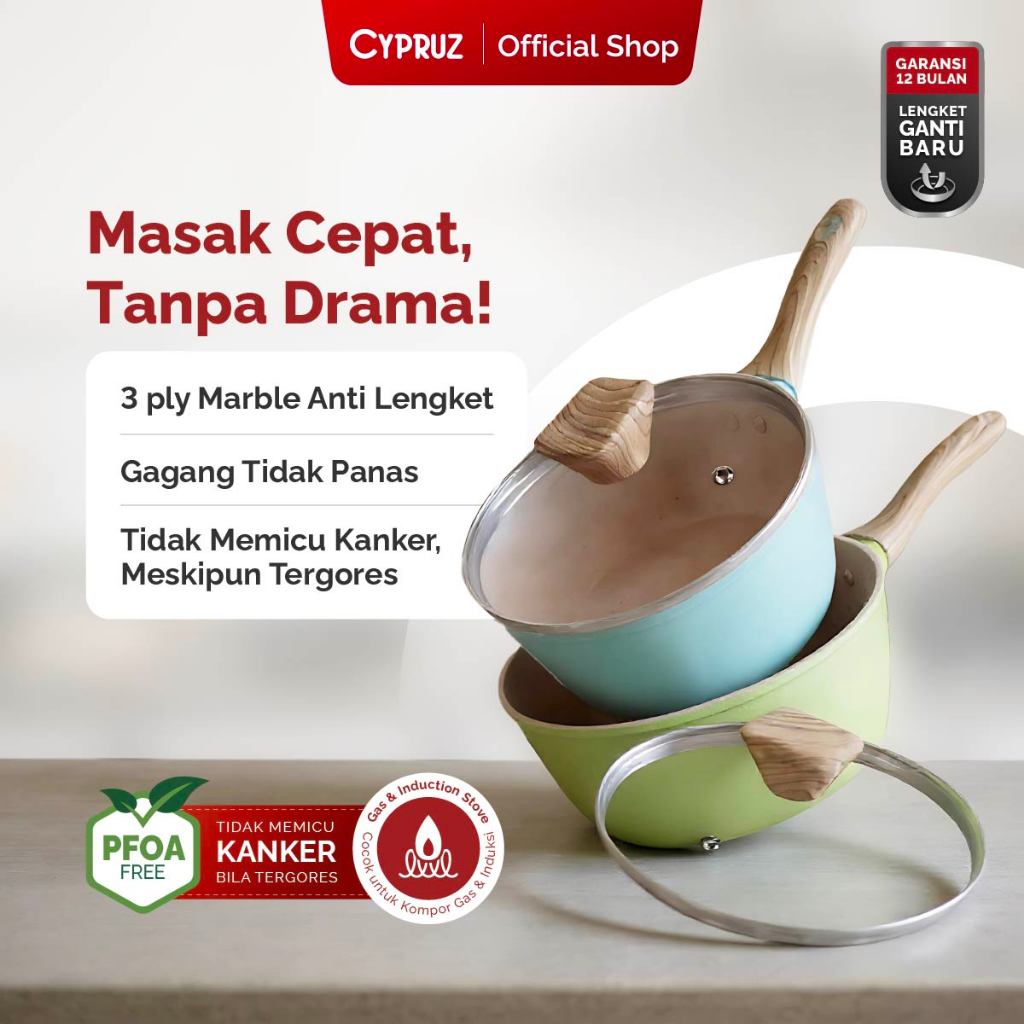 Cypruz Panci Susu Anti Lengket Sauce Pan Color Marble