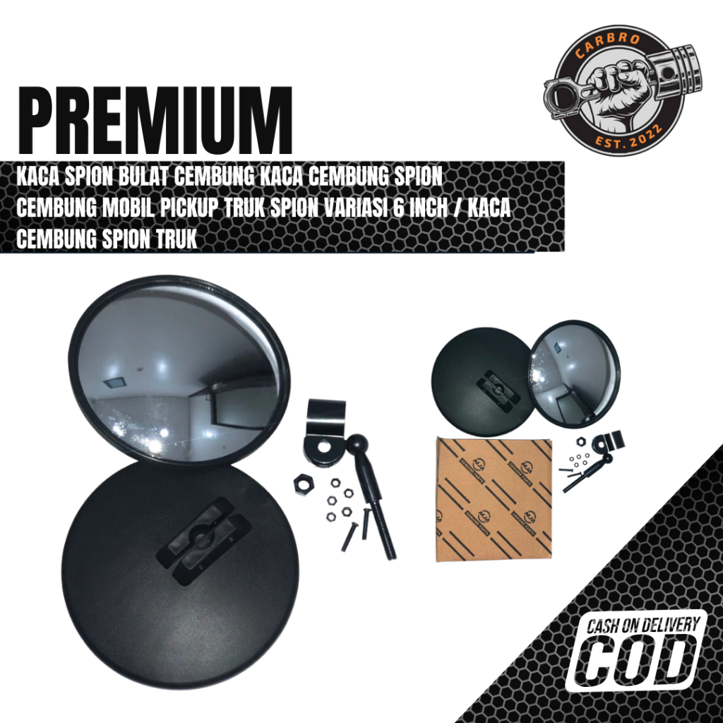 Kaca Spion Bulat Cembung Kaca Cembung Spion Cembung Mobil Pickup Truk Spion Variasi 6 inch / Kaca Ce