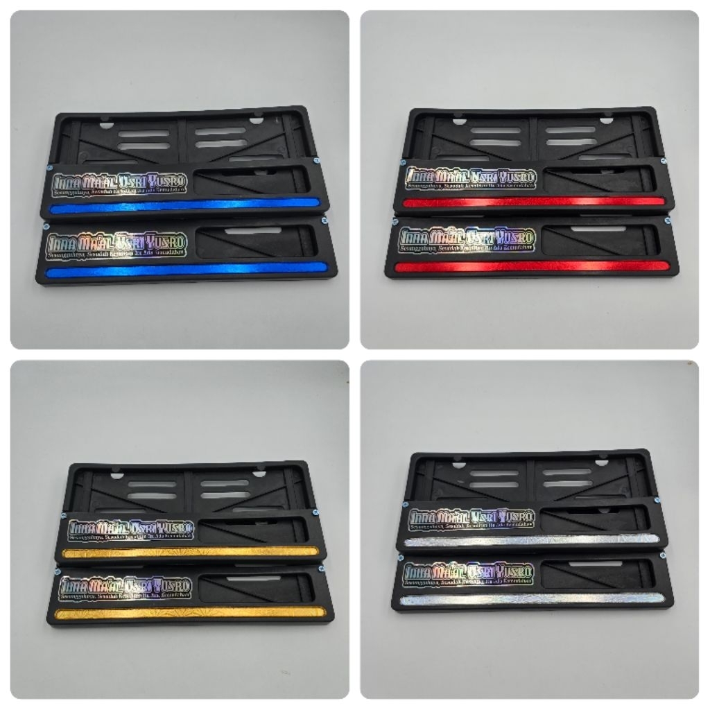 Dudukan Plat Nomor List Warna Nyala Plus Stiker Hologram - Sepasang Cover Plat Nomor Variasi Motor U