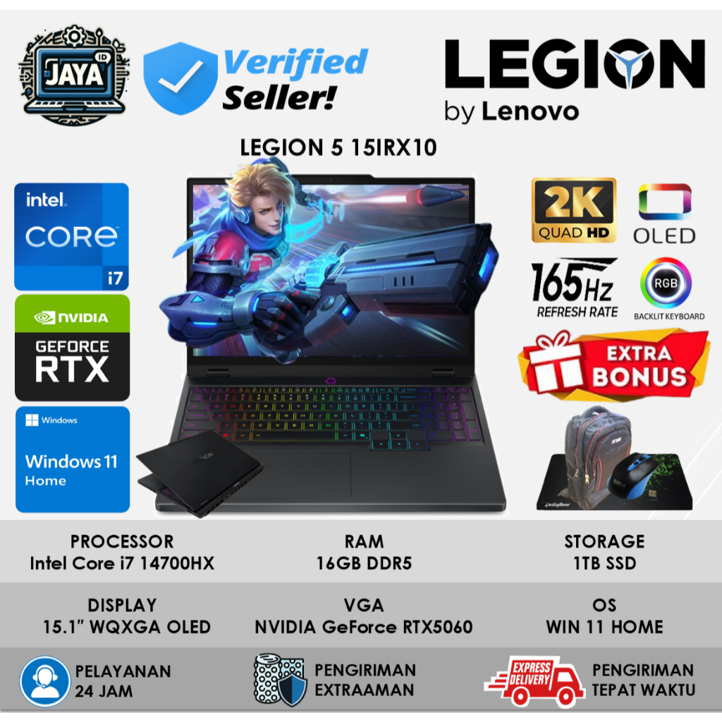 Laptop Lenovo Legion 5I 15IRX10 43ID Intel Core i7 14700HX RTX5060 Ram 32GB DDR5 2TB Ssd WQXGA Oled