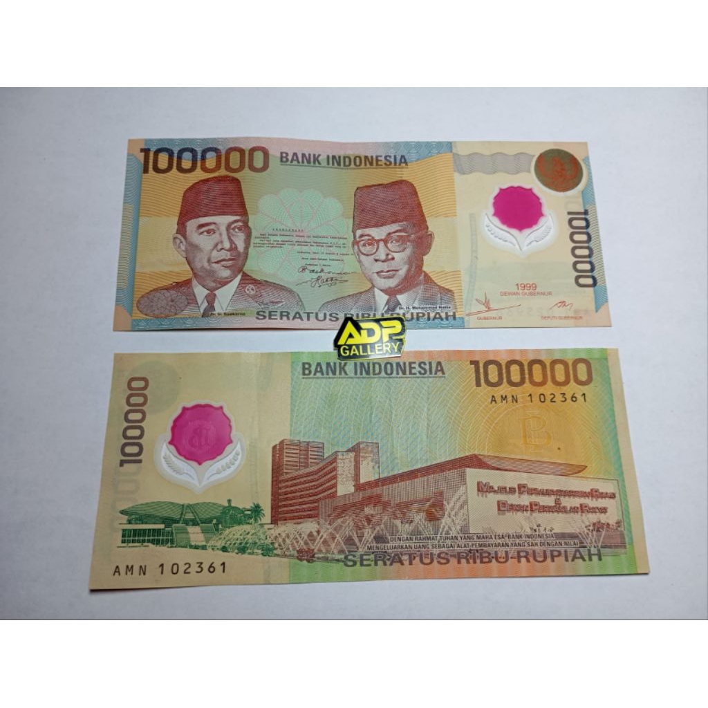Uang kuno Asli indonesia 100000 Sukarno Hatta 1999 original